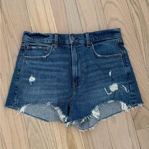 Abercrombie & Fitch Dark Blue Distressed Jean Shorts